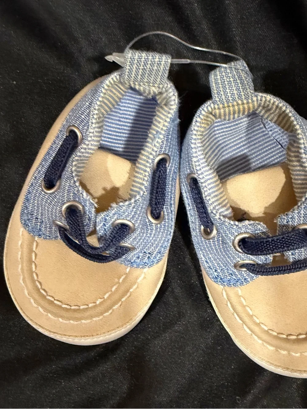 Source Unknown Baby Boat Shoes in Blue and Tan